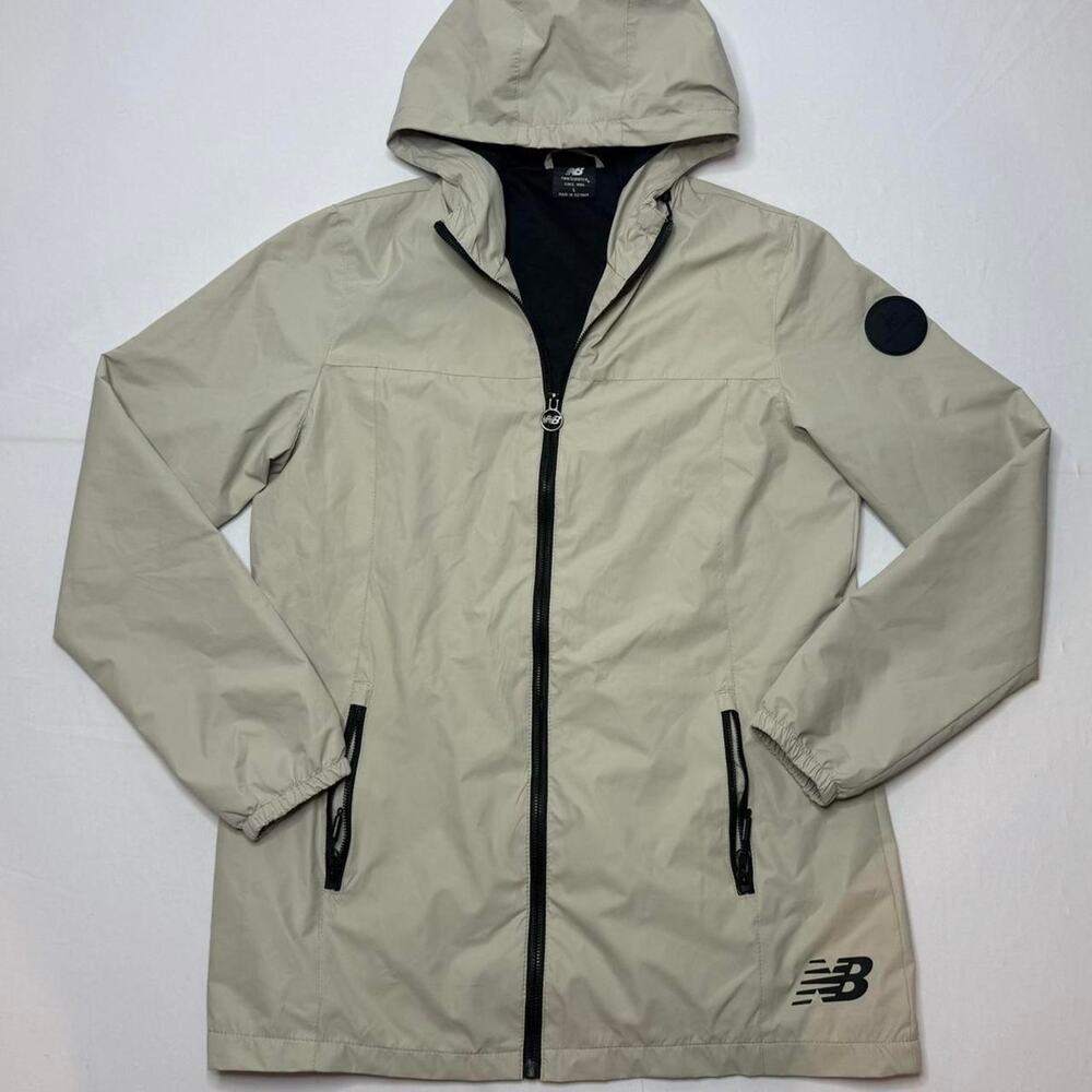 New Balance Men’s Hooded Windbreaker Jacket Beige Black Size Large